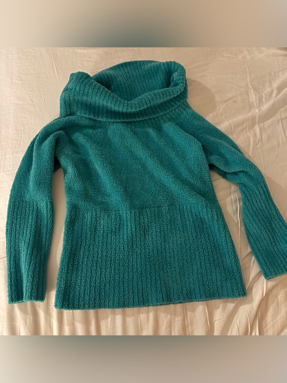 Cozy Teal Cowl Neck Women's Sweater